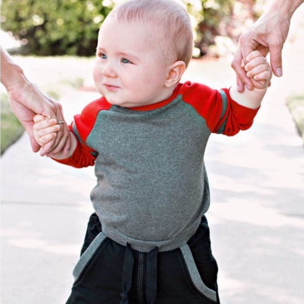 Rugged Butts Heather Gray & Red Bodysuit